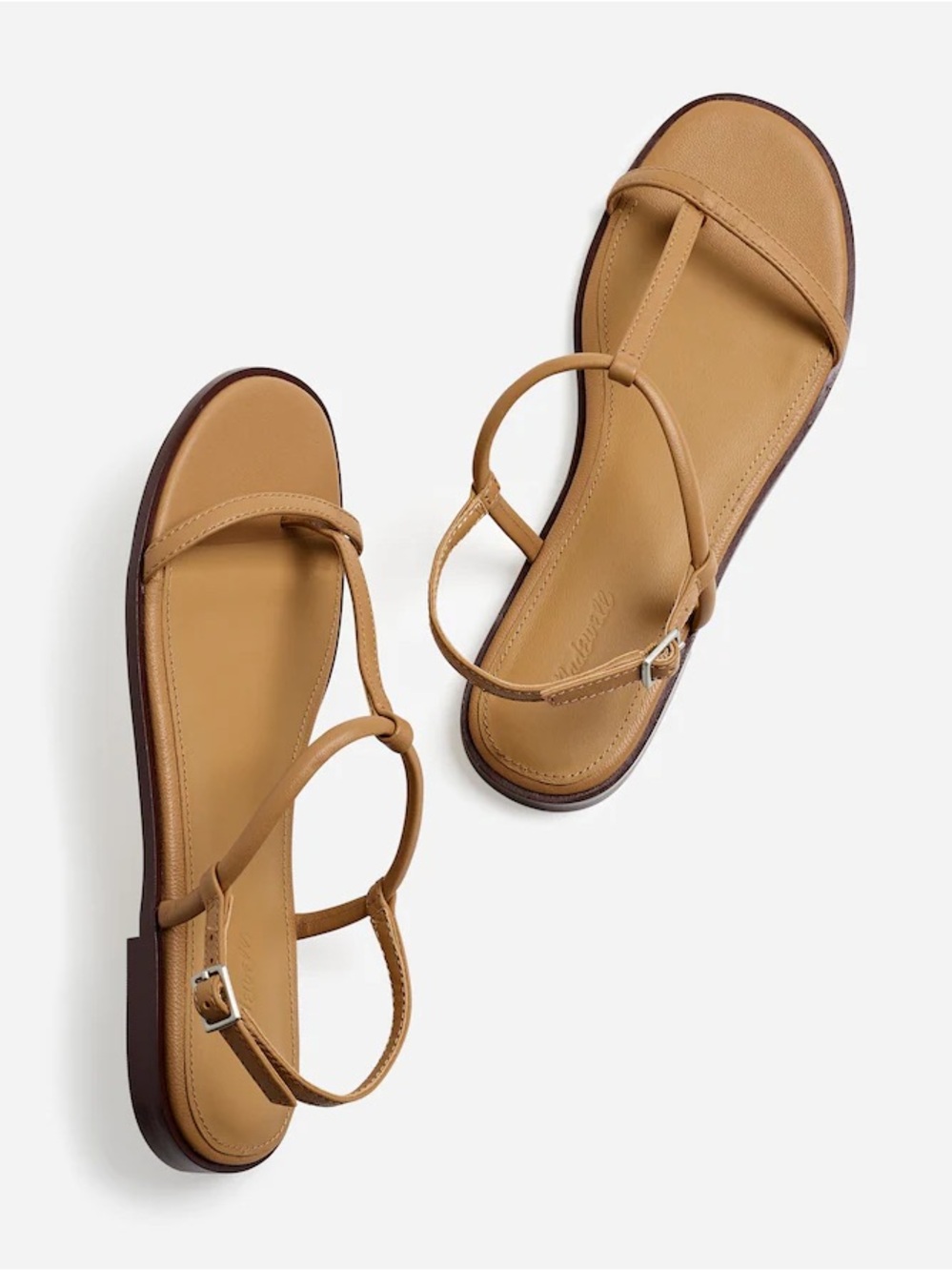 Madewell the bev Classic Tan T-Strap Leather Sandals